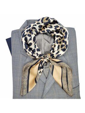 ✨Elegant Bandana Square Scarf Silky Satin Cheetah Print Leopard Head Neck Wrap✨